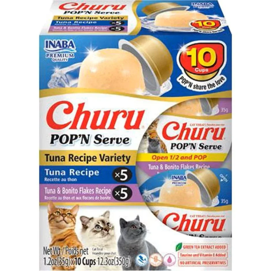 Inaba Churu Pop'N Serve Variety Pack Cat Treat Tuna Variety 12.3oz.