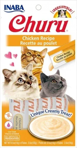 Inaba Churu Puree Cat Treats Chicken .5oz. 4 Pk (Case of 6)