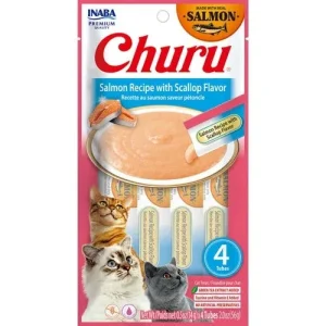 Inaba Churu Puree Cat Treats Salmon/Scallop .5oz. 4 Pk (Case of 6)
