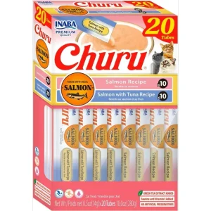 Inaba Churu Puree Cat Treats Variety Box Salmon/Tuna .5oz. 20 Pk