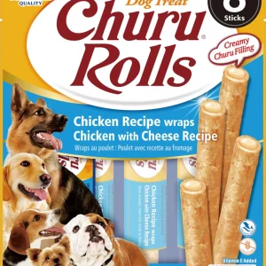 Inaba Dog Churu Rolls Chicken C Heese Wraps 6Ct/3.36Oz