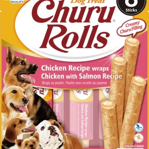 Inaba Dog Churu Rolls Chicken S Almon Wraps 6Ct/3.36Oz
