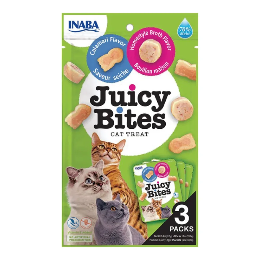 INABA Juicy Bites Homestyle Broth and Calamari Flavoured Cat Treats - Image 2
