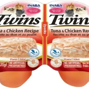 Inaba Twins Side Dish For Cats Tuna/Chicken 1.23oz. 2 Pk (Case of 6)