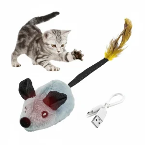 Interactive Cat Toys Mouse With LED Lights ForIndoor Cats USB Rechargeable Cat Mouse Toysfor Cats