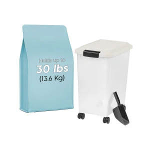 IRIS 30lbs. Airtight Pet Food Container, Dog & Cat Food Storage Bin with Scoop