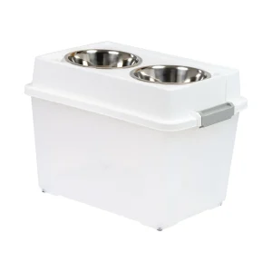 IRIS, 47 Lbs. Airtight Pet Food Container, Dog - Cat Food Storage Bin - Treat Box with Bowls