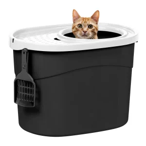 IRIS Enclosed Cat Litter Box W/ Top Entry For Multi-Pet Households, Litter Catching Lid & Scoop