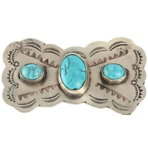J Alexander Rustic Silver Mariposa Pin With Turquoise