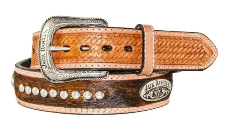 Jack Daniel's Brown Hair-On Leather Belt with Conc - Image 2