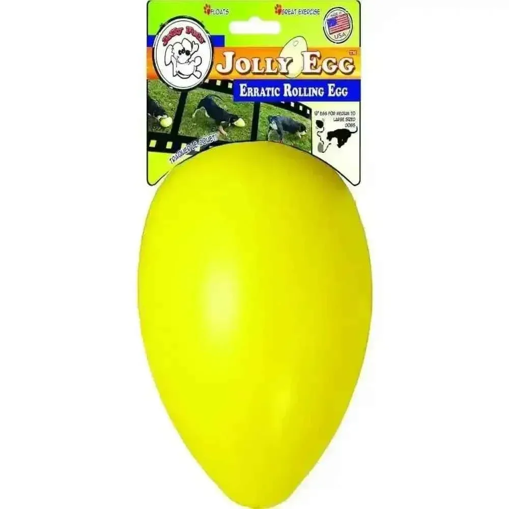 Jolly Pets Hard Plastic Egg Dog Toy – 8", Red