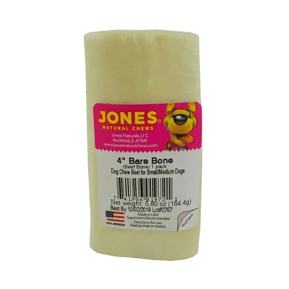 Jones Natural Chews Beef Bare Bone Dog Chew – 4 Inch
