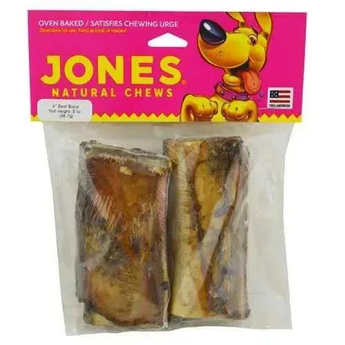 Jones Natural Chews Beef Rib Bone 4" Small Dog Chew 4ct - Delicious Treats for Your Pet