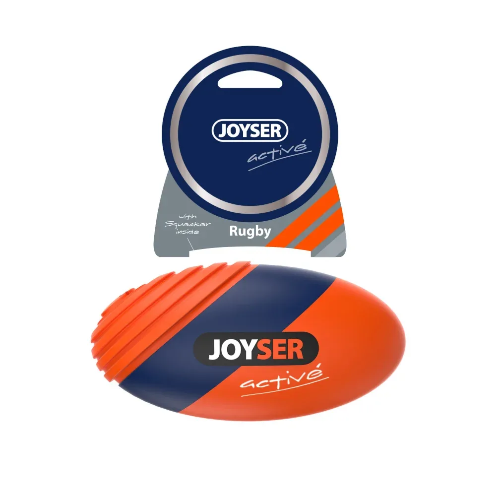 Joyser Active TPU Rugby Ball with Squeaker for Dogs (Orange) - Image 2