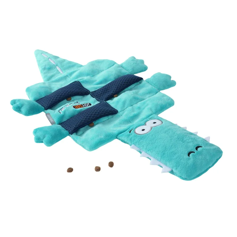 Joyser Puzzl Crocodile with 12 Squeakers for Dogs (Green) - Image 2