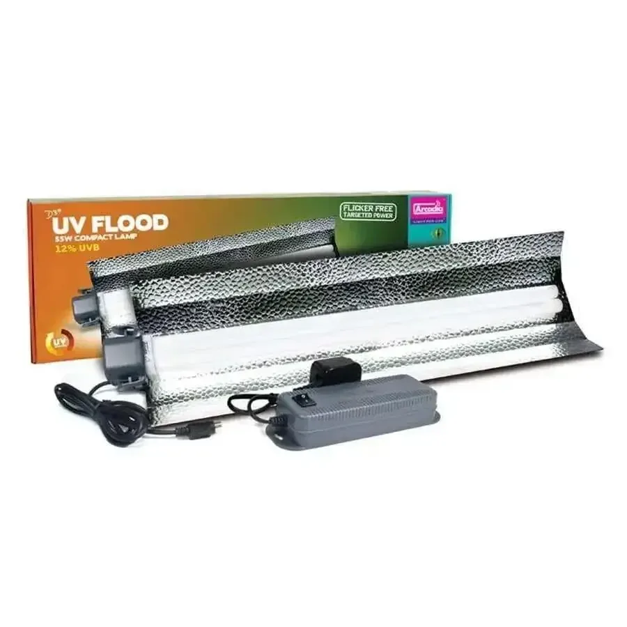 JUMBO Arcadia Power Compact 55 Watt 12% UV Flood Light Kit