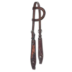 Just Rope It Floral Tooled Genuine Gator Stainless Steel Buckles Single Ear Headstall