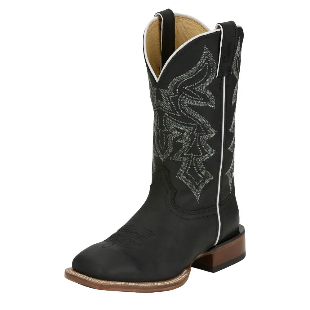 Justin Boot Company Womens Black Cowhide Vamp 11In Black Cowhide Top Cowgirl Boot