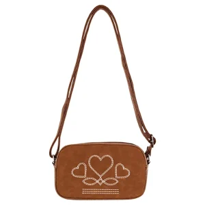 Justin Leather Hearts Brown Camera Bag