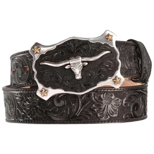 Justin Men's Black Classic Longhorn Belt