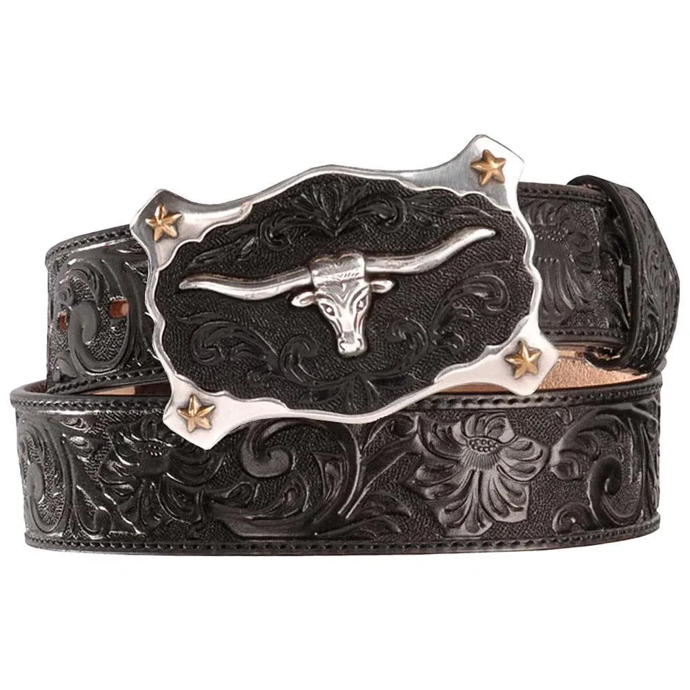 Justin Men's Black Classic Longhorn Belt