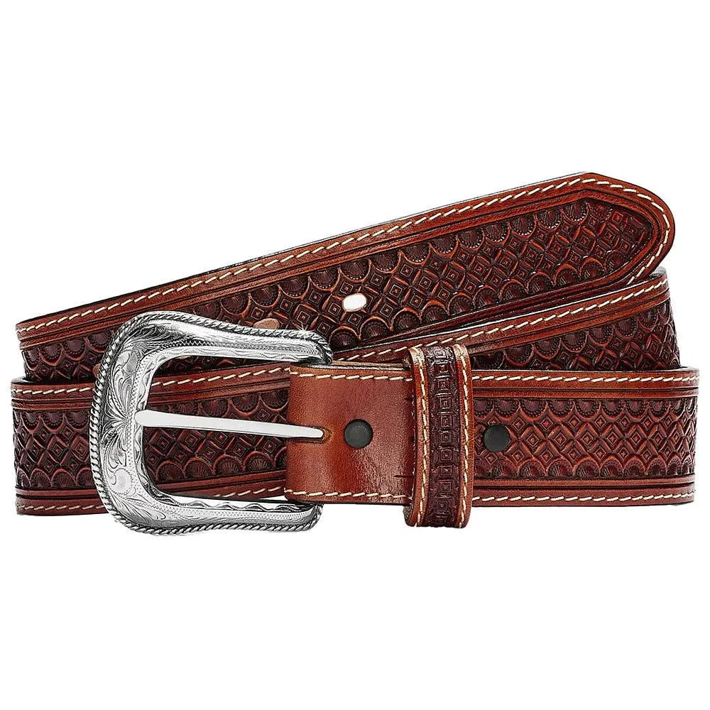 Justin Men's Brown Diamond Black Belt