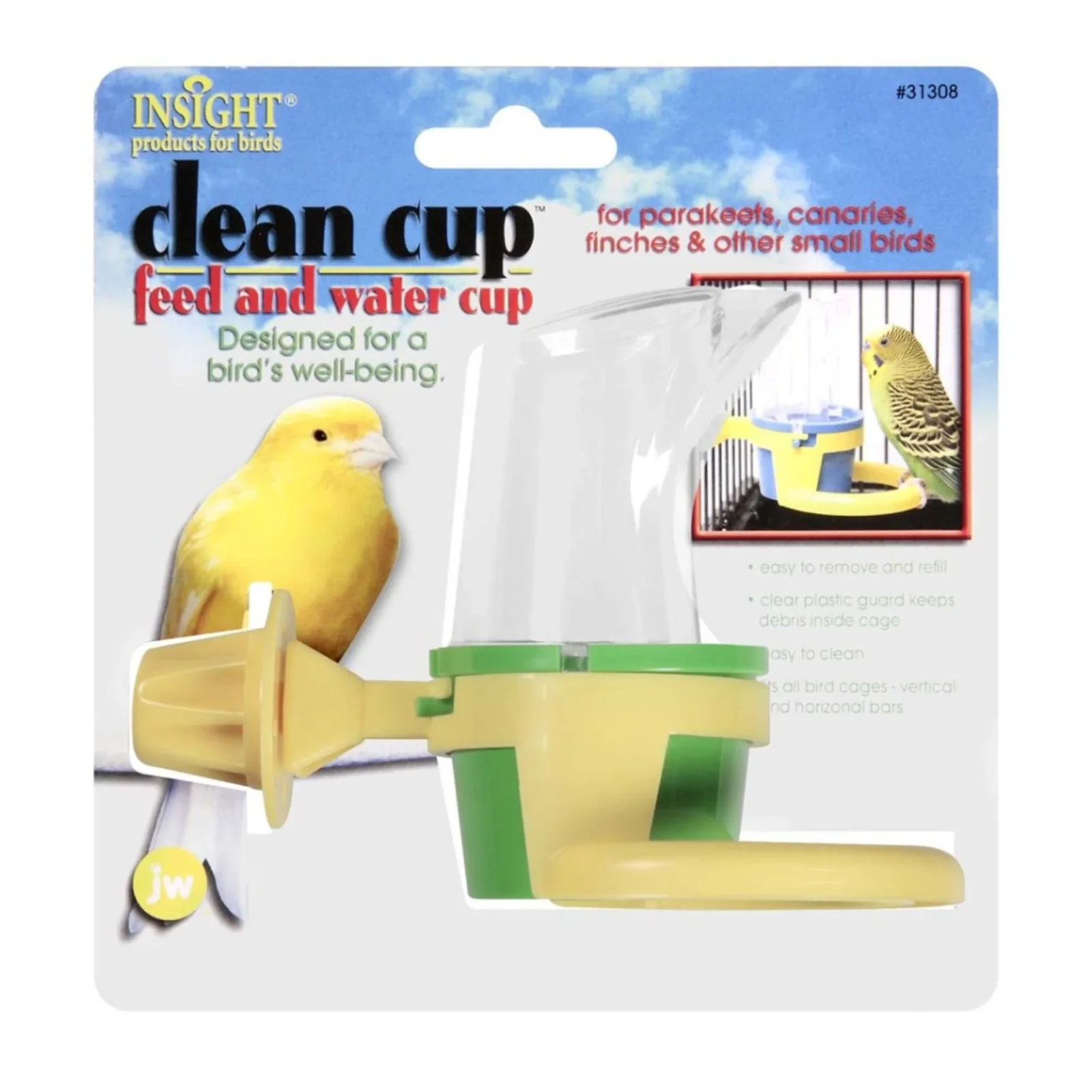 JW Pet Clean Cup Bird Feed and Water Cup Assorted 1ea/SM, 2 oz