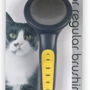 JW Pet GripSoft Cat Slicker Brush Gray/Yellow 1ea/SM