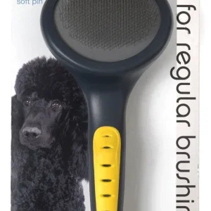 JW Pet Slicker Brush with Soft Pins Grey/Yellow 1ea/LG