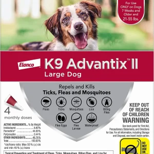 K9 Advantix II Flea, Tick & Mosquito Protection Large Dog 21-55lbs 4pk