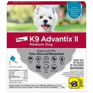 K9 Advantix II Flea, Tick & Mosquito Protection Medium Dog 11-20lbs