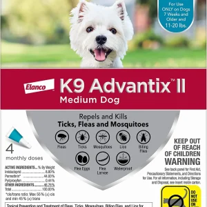 K9 Advantix II Flea, Tick & Mosquito Protection Medium Dog 11-20lbs 4pk