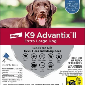K9 Advantix II Flea, Tick & Mosquito Protection X-Large Dog Over 55lbs 4pk