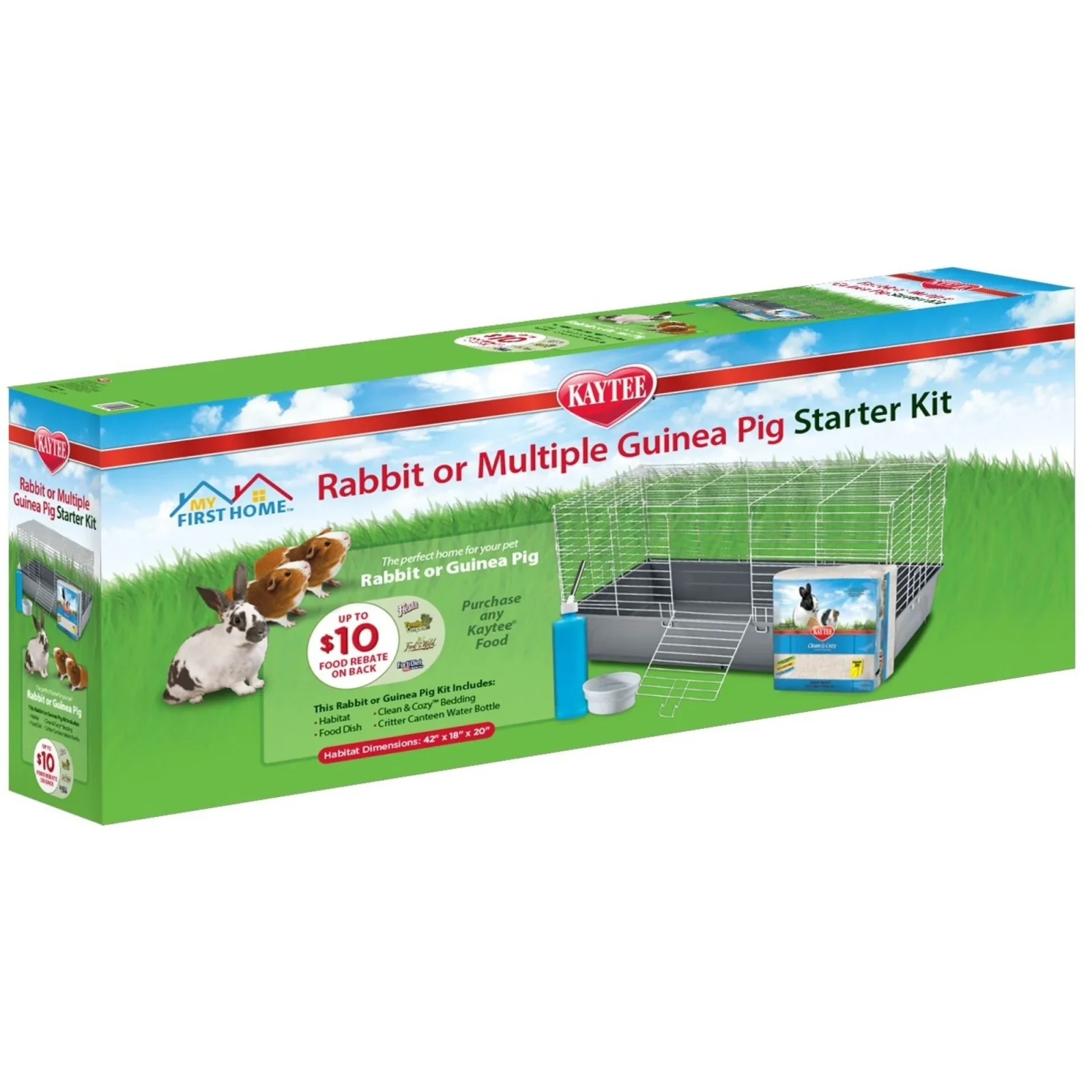 Kaytee My First Home Rabbit or Multiple Guinea Pig Starter Kit, 42 x 18 x 20 in
