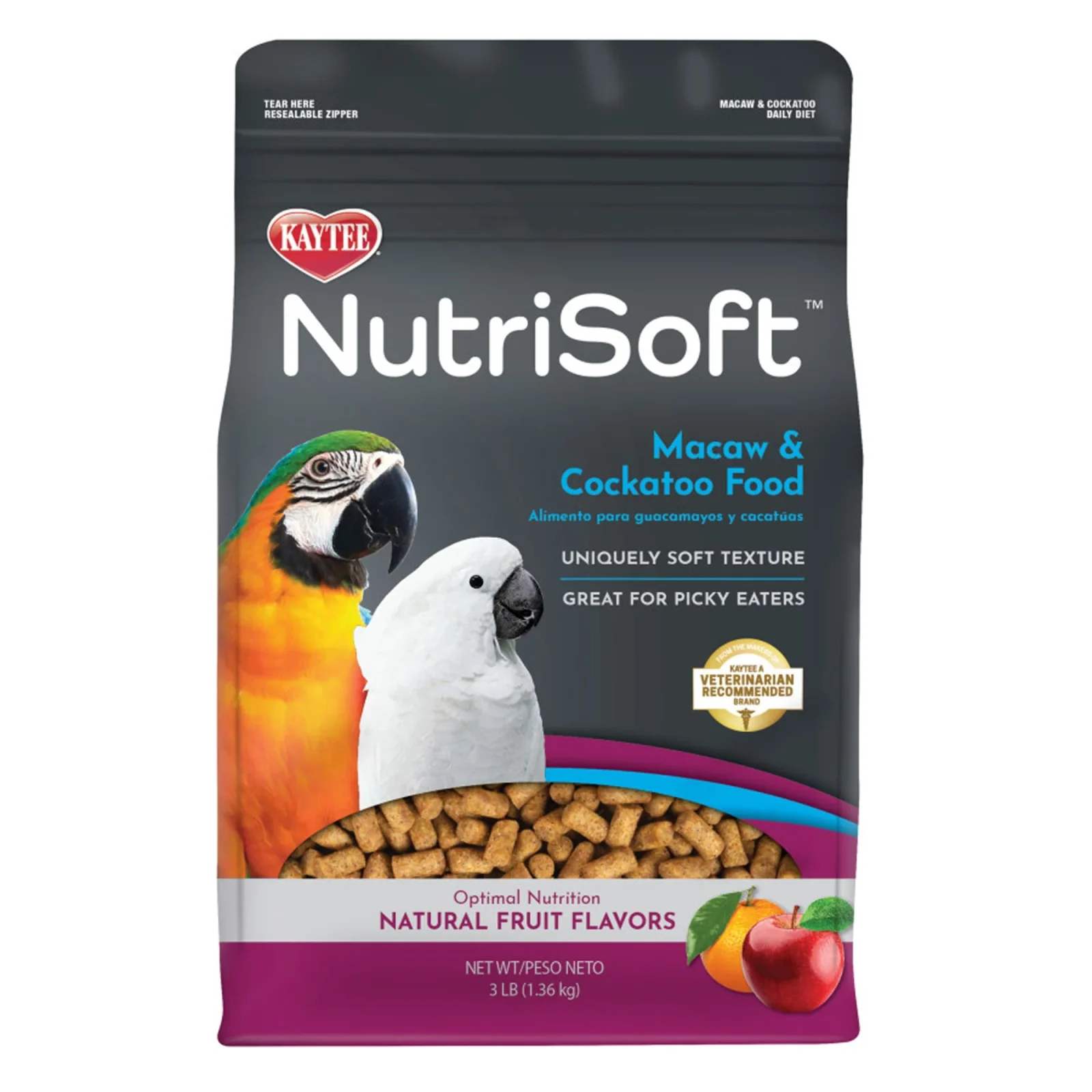 Kaytee Nutrisoft Macaw Cockatoo Pet Bird Food 1ea/3 lb