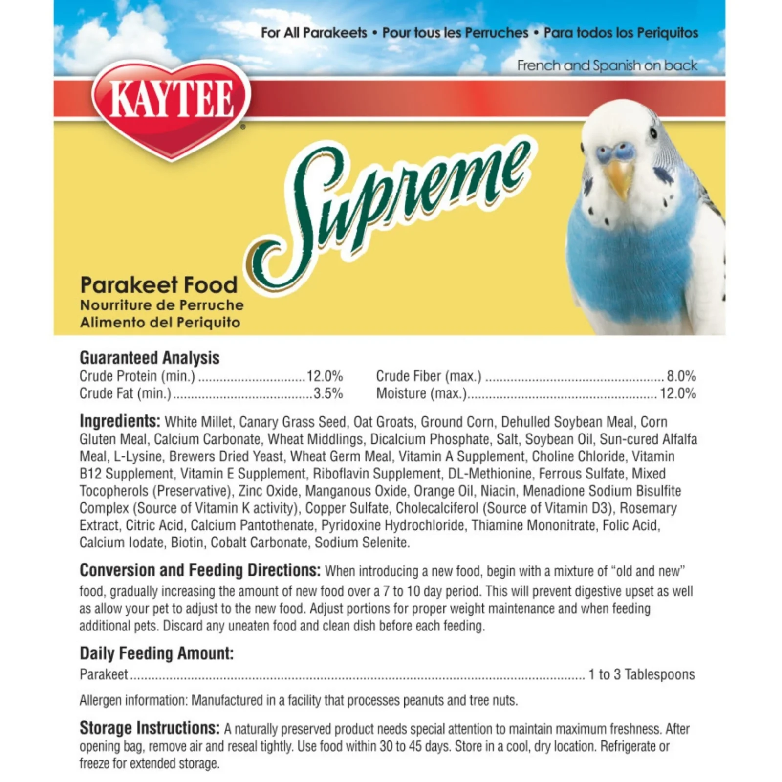 Kaytee Supreme Parakeet Food 1ea/20 lb - Image 2