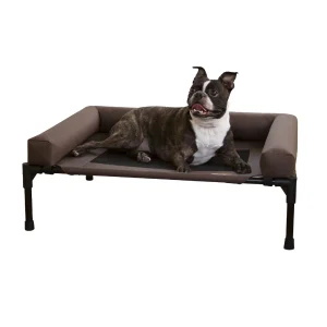 K&H Pet Products Chocolate & Mesh Bolster Cot Large Dog Bed 25Lx32W
