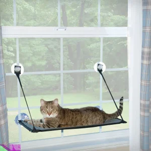 K&H Pet Products EZ Mount Cat Window Perch for Large Cats, Sturdy Hammock Bed & Suction Cups