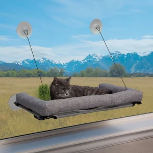 K&H Pet Products EZ Mount Deluxe Bolstered Window Kitty Sill Cat Perch