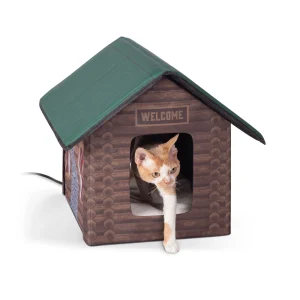 K&H Pet Products Outdoor Heated Kitty Log Cabin House