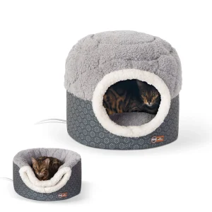 K&H Thermo-Pet Nest Electric Heated Cat Bed Gray 18Lx15W
