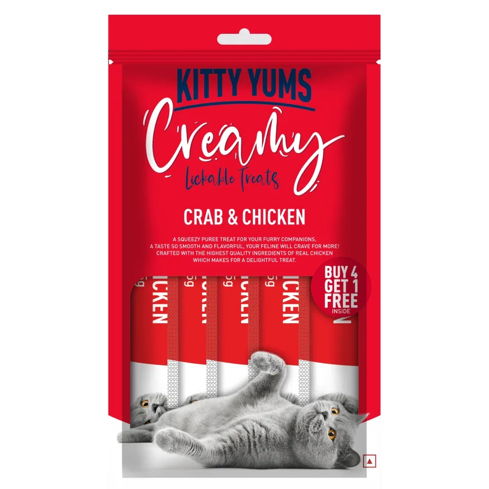 Kitty Yums Crab & Chicken and Lickable Real Chicken Creamy Cat Treats with Intas Pomisol Ear Drops for Dogs & Cats Combo - Image 2