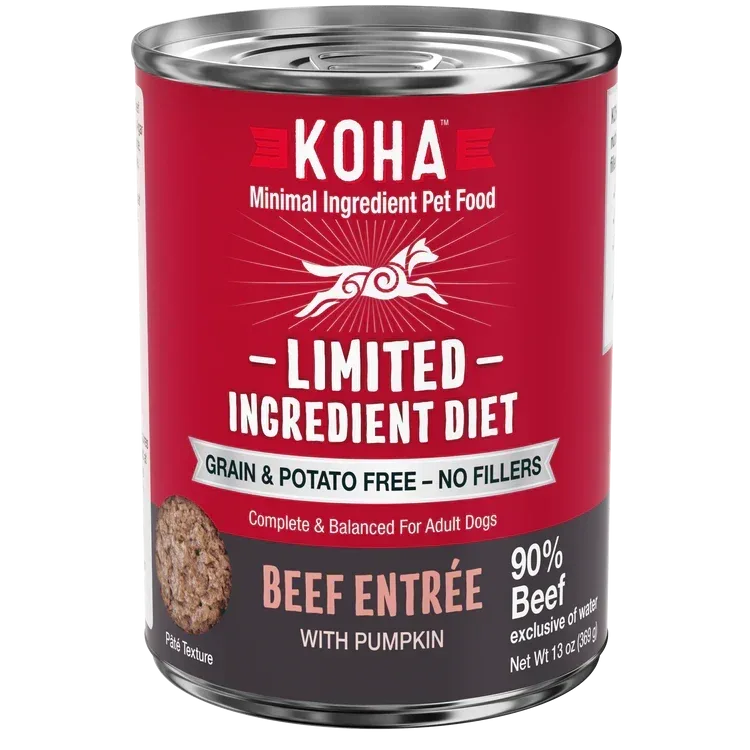 Koha Dog Limited Ingredient Grain Free 90% Beef 13oz. (Case of 12)