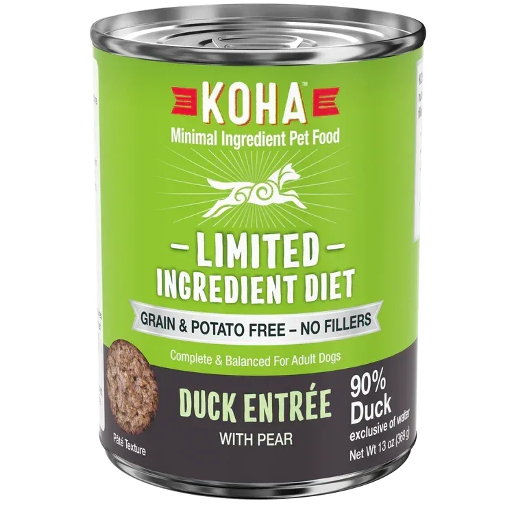 Koha Dog Limited Ingredient Grain Free 90% Duck 13oz. (Case of 12)