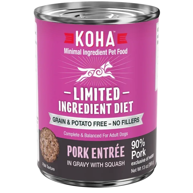 Koha Dog Limited Ingredient Grain Free 90% Pork 13oz. (Case of 12)