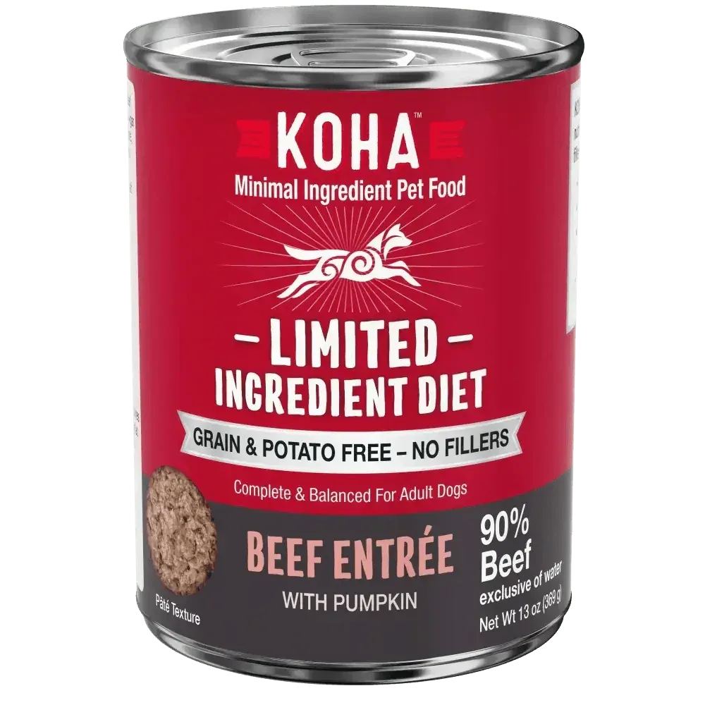 KOHA Limited Ingredient Diet Beef Entrée for Dogs 13oz Cans Case of 12