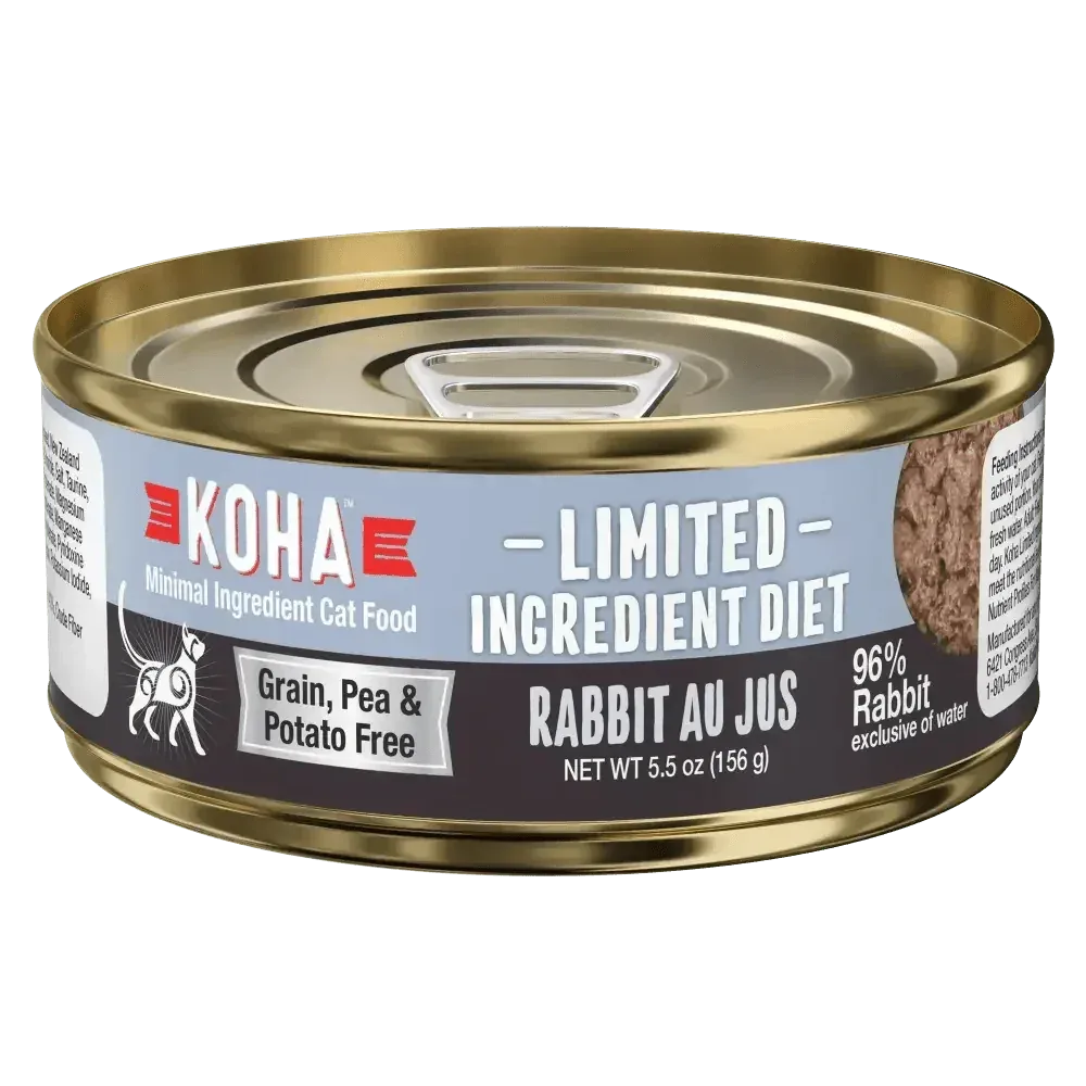 KOHA Limited Ingredient Diet Rabbit Wet Cat Food in Au Jus | Single-Protein, Grain-Free | Case of 24
