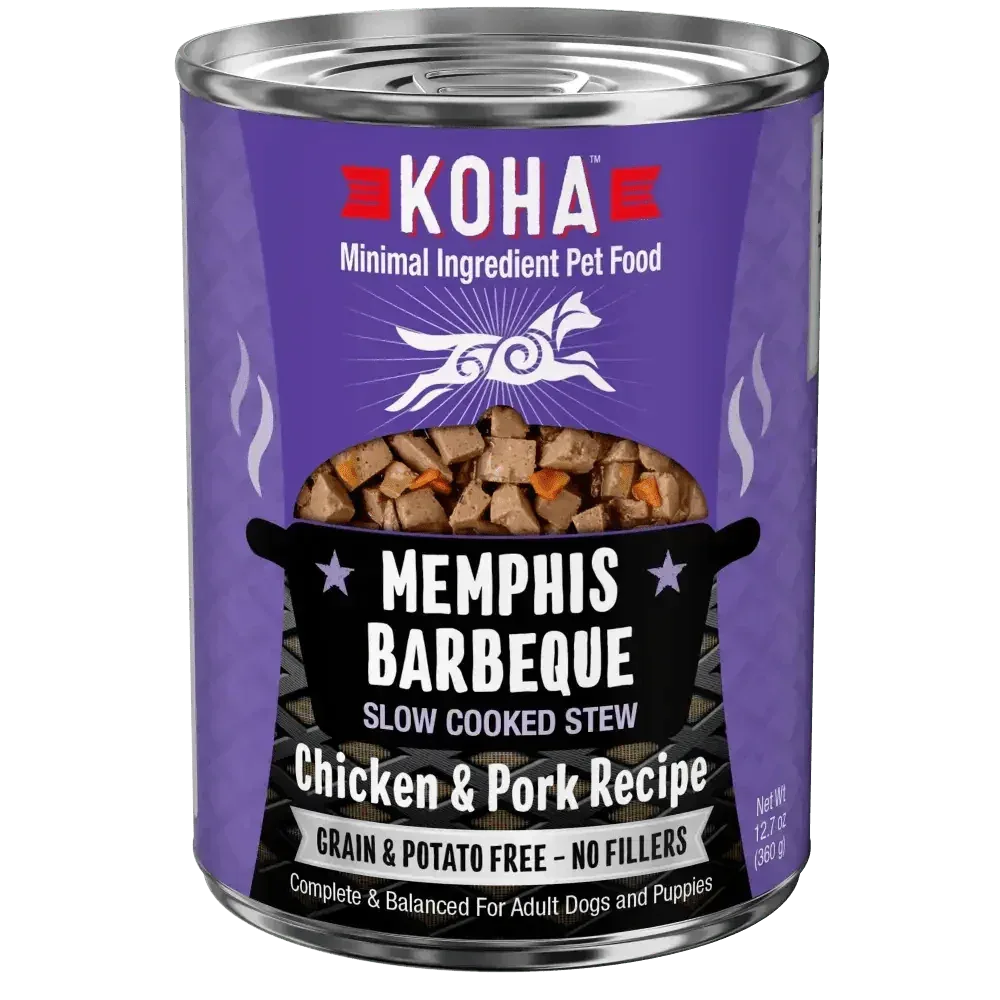 KOHA Memphis Barbeque Slow Cooked Stew Chicken & Pork Recipe for Dogs 12.7oz Case of 12