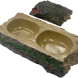 Komodo Forest Dual Feeder Bowl Brown 1ea