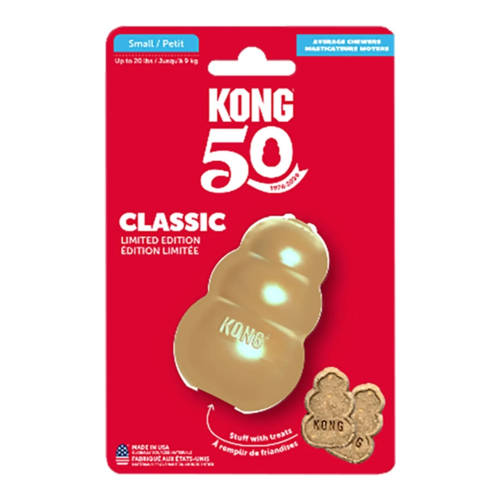 KONG Classic 50 Year Anniversary Dog Toy, Gold, Medium